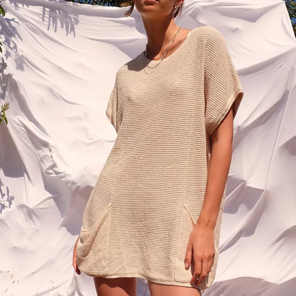 Free People Cream Knit Top